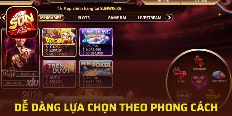 Người chơi có thể dễ dàng lựa chọn theo phong cách cá nhân